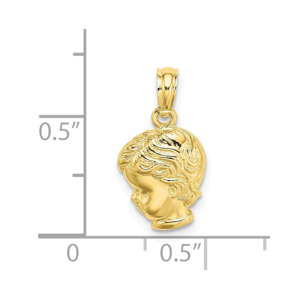 10k Yellow Gold 9.6 mm Boy Head Charm (1 grams)