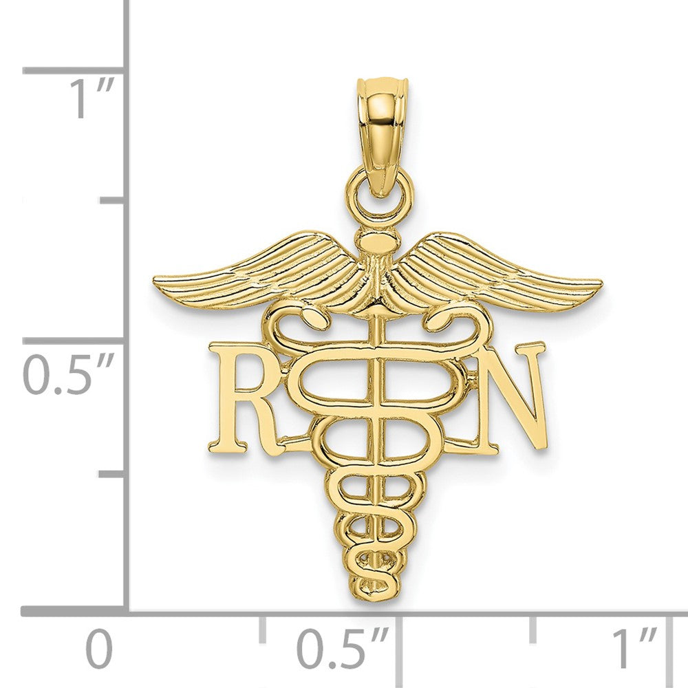 10k Yellow Gold 19.58 mm RN Caduceus Pendant (0.77 grams)