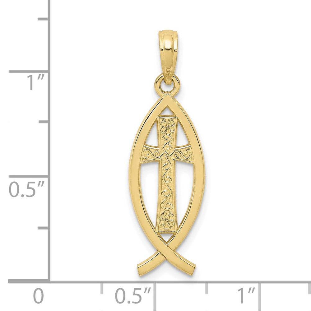 10k Yellow Gold 9 mm Ichthus Fish Pendant (0.69 grams)