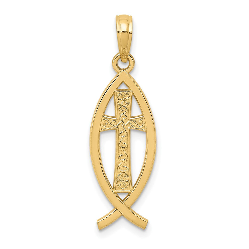 10k Yellow Gold 9 mm Ichthus Fish Pendant (0.69 grams)