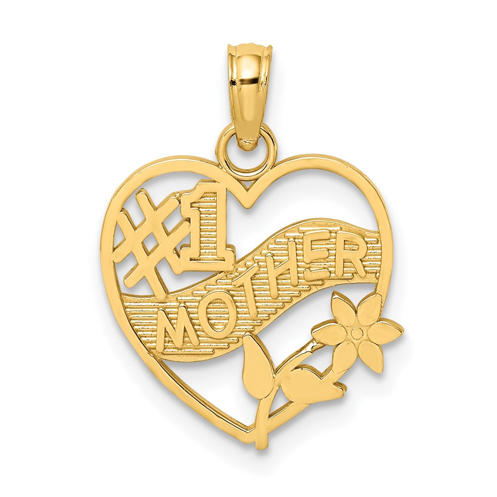 10k Yellow Gold #1 hot Mom Heart Pendant