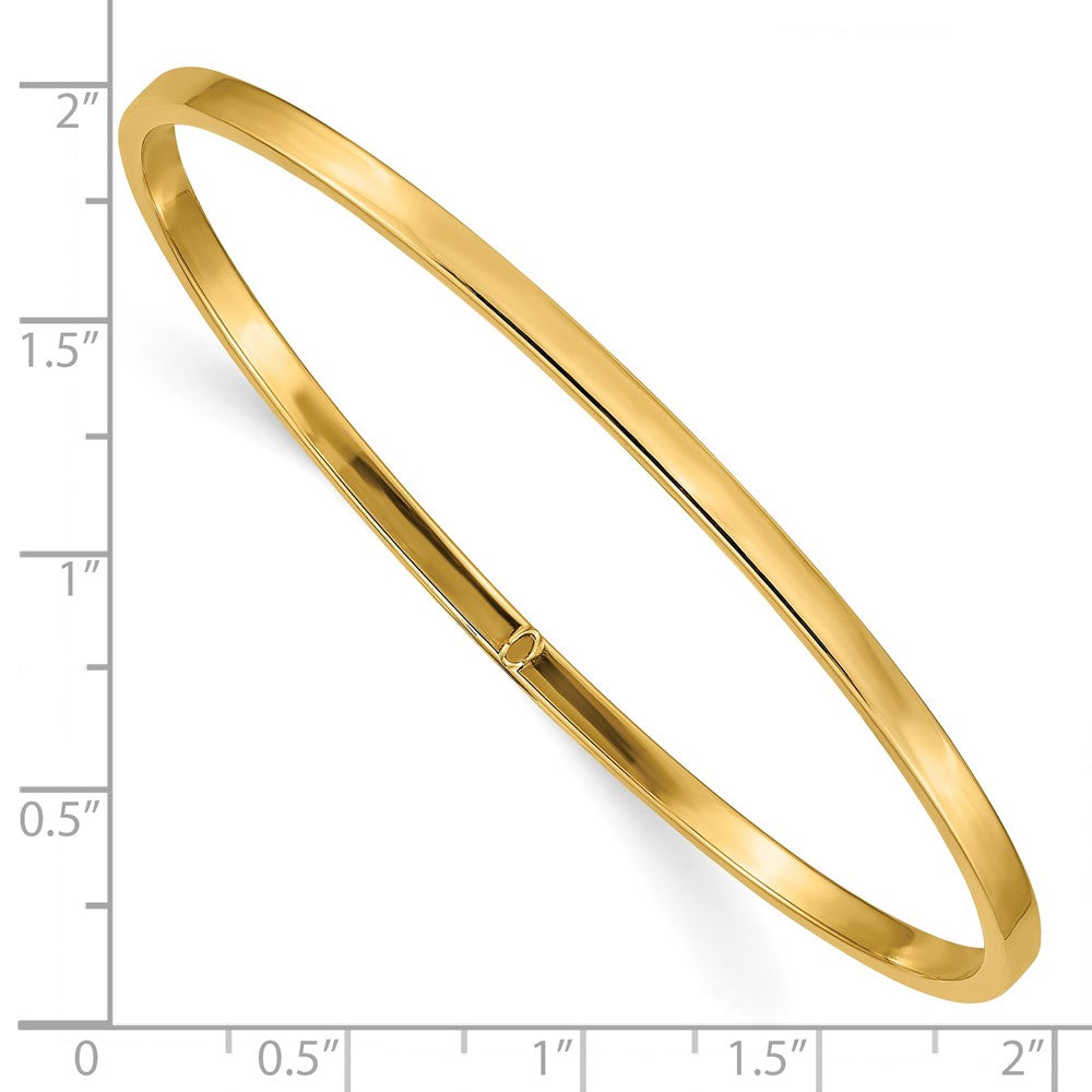 10k Yellow Gold 3 mm Polished Square Tube Slip-on Bangle (3.35 grams)
