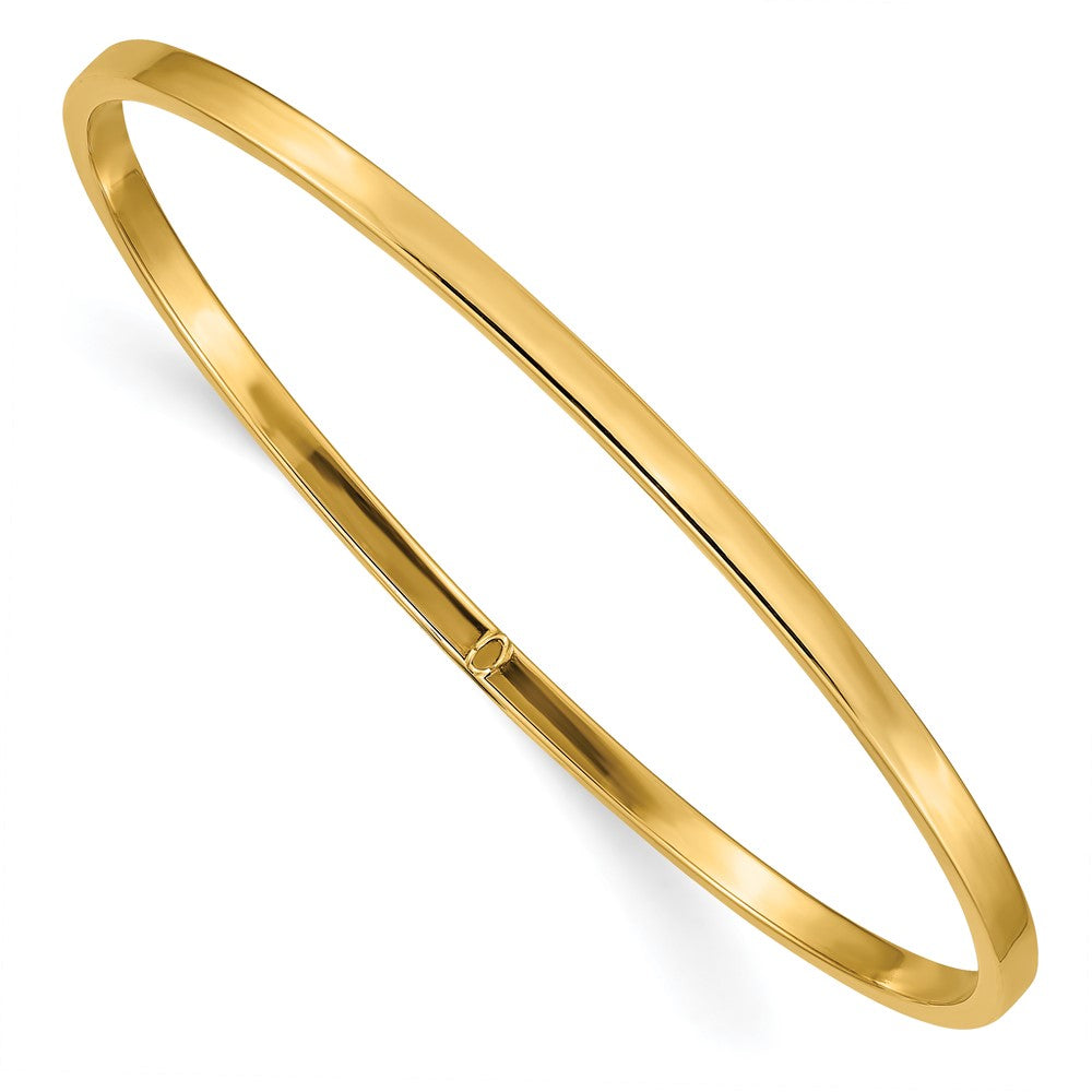 10k Yellow Gold 3 mm Polished Square Tube Slip-on Bangle (3.35 grams)