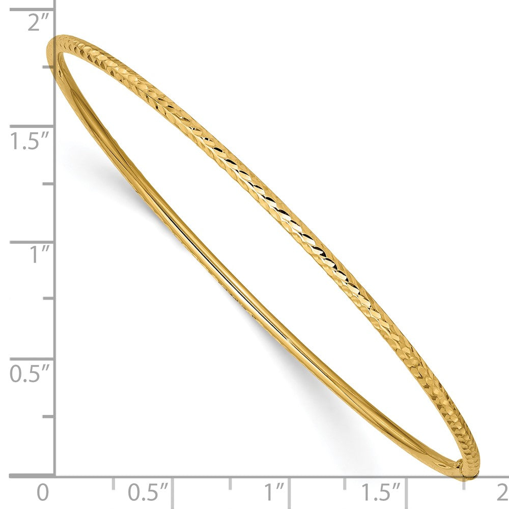 10k Yellow Gold 2 mm Diamond-cut Tube Slip-on Bangle (1.79 grams)
