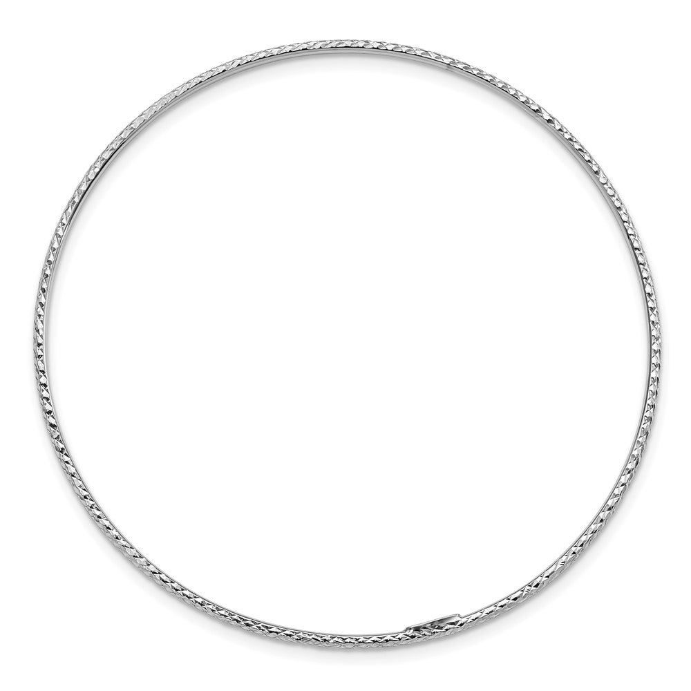 10k White Gold 1.5 mm Diamond-Cut Slip-on Bangle Bracelet (1.23 grams)