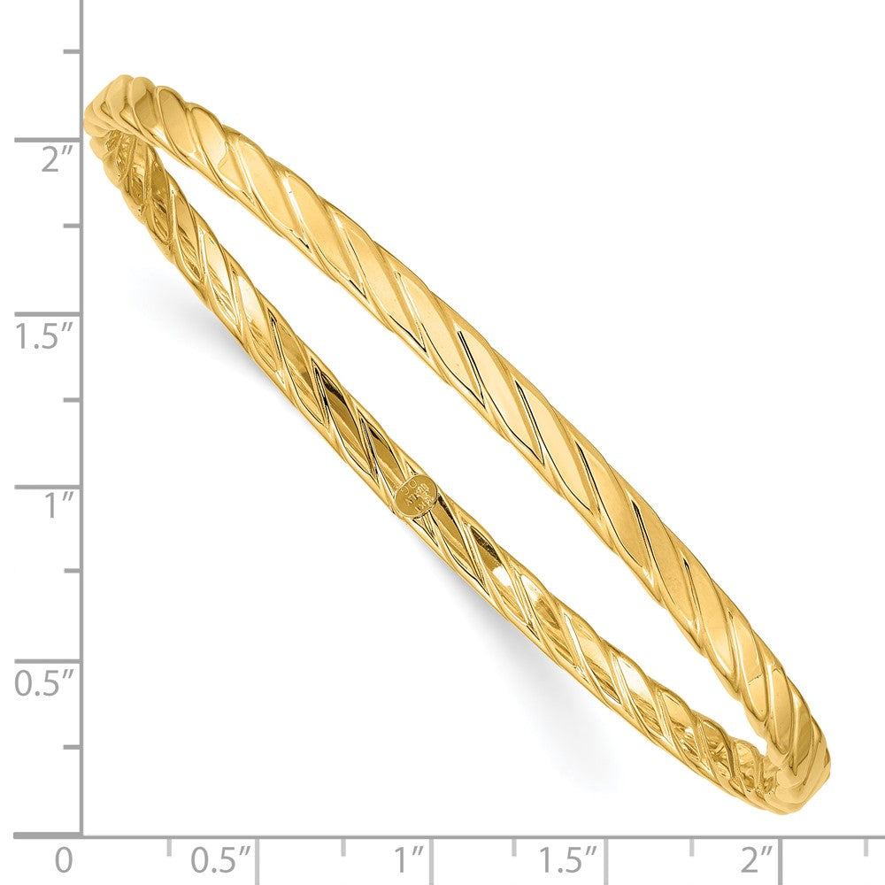 10k Yellow Gold 4 mm Textured Twist Slip-on Bangle (3.9 grams)