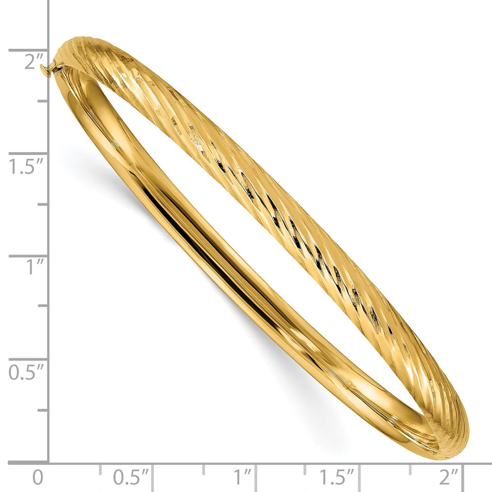 10k Yellow Gold 4.75 mm 3/16 Textured Hinged Bangle (4.2 grams)