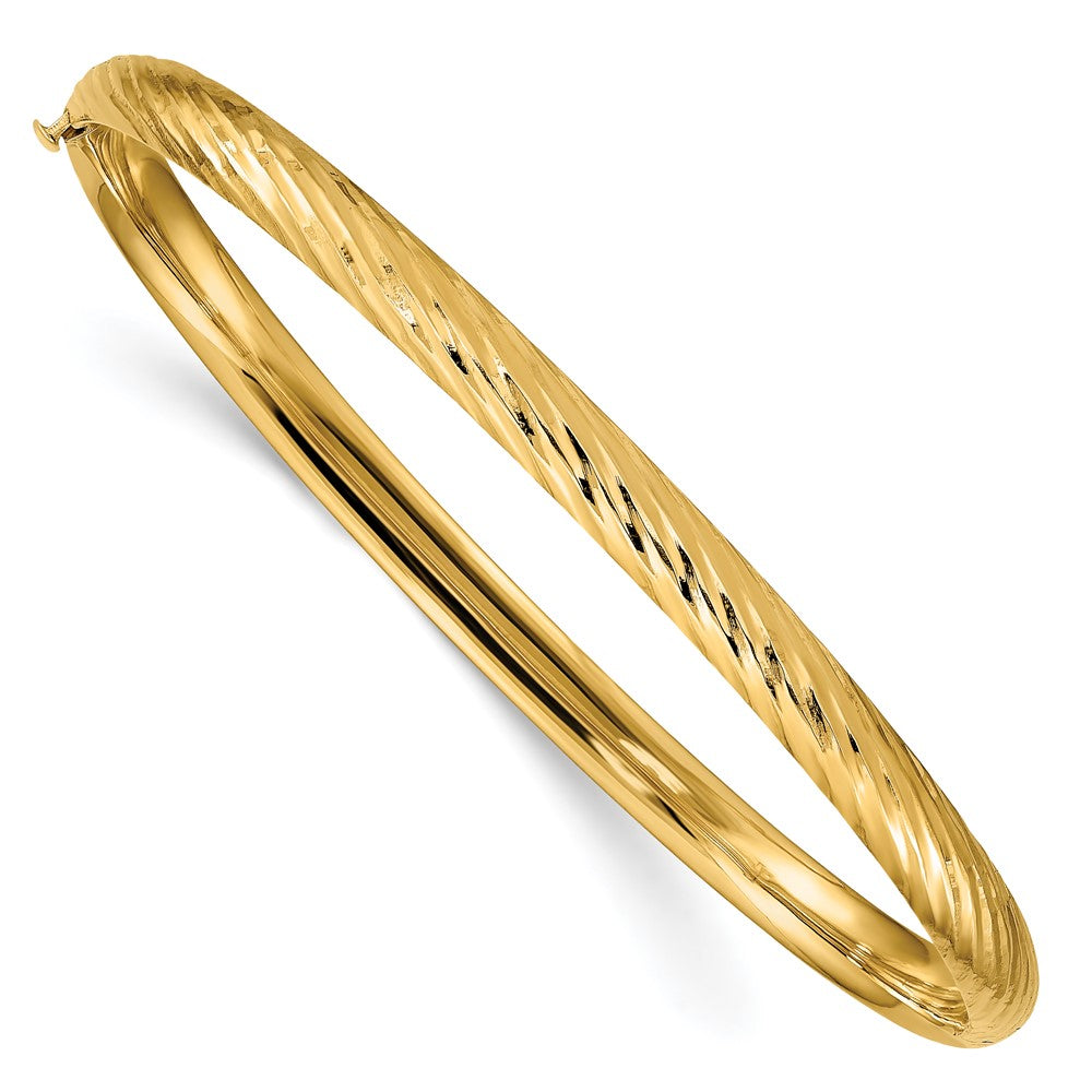 10k Yellow Gold 4.75 mm 3/16 Textured Hinged Bangle (4.2 grams)