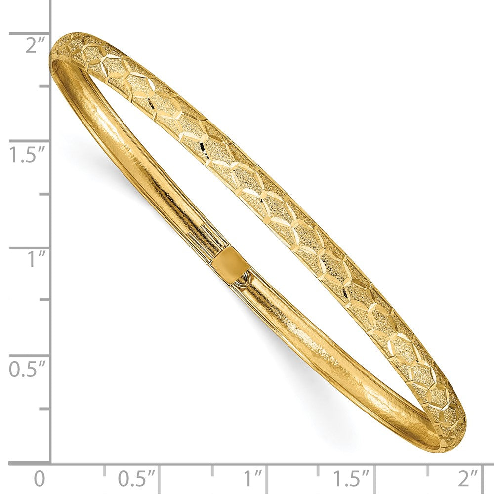 10k Yellow Gold 4.5 mm Hexagonal Design Diamond-cut Flexible Bangle (2.72 grams)
