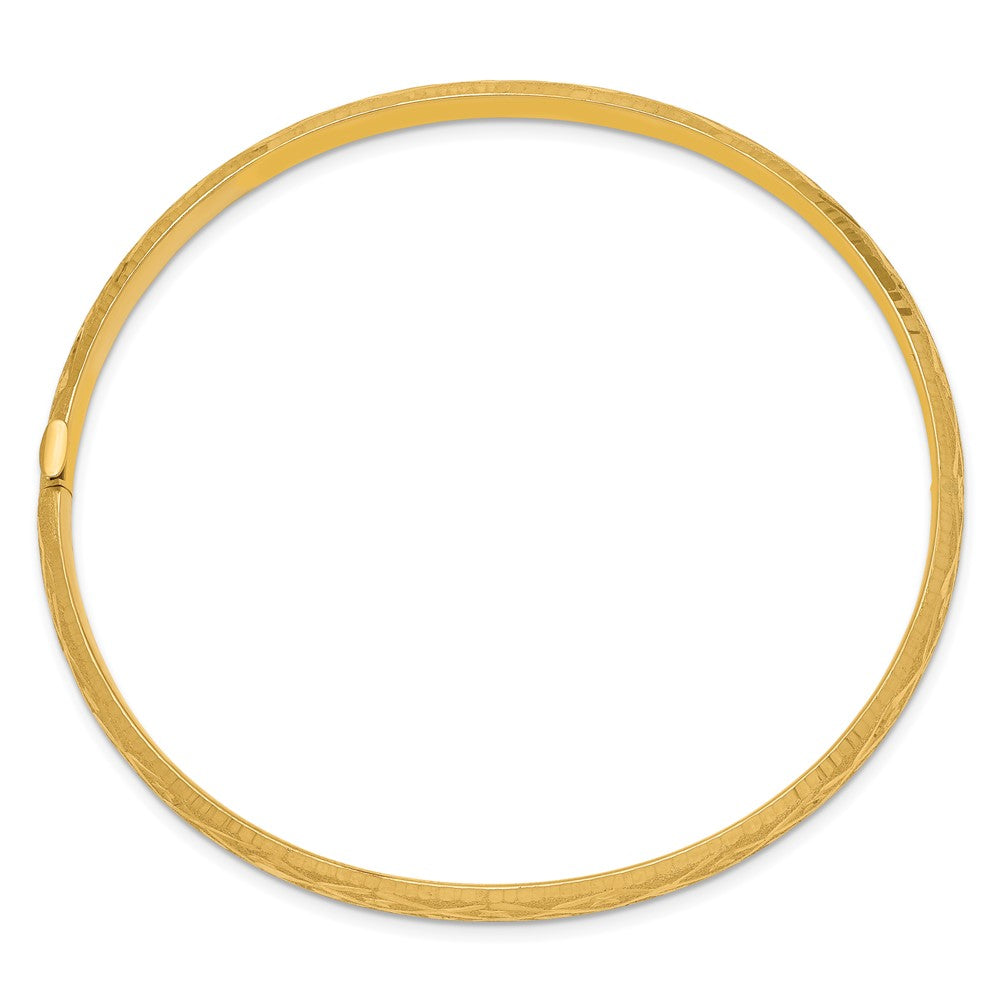 10k Yellow Gold 4.75 mm 3/16 Diamond-cut Fancy Hinged Bangle Bracelet (4.08 grams)
