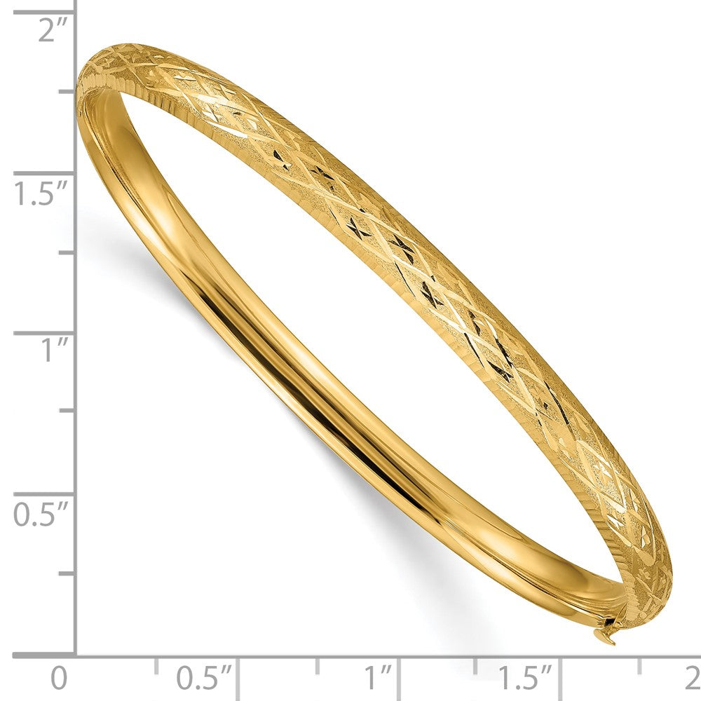 10k Yellow Gold 4.75 mm 3/16 Diamond-cut Fancy Hinged Bangle Bracelet (4.08 grams)
