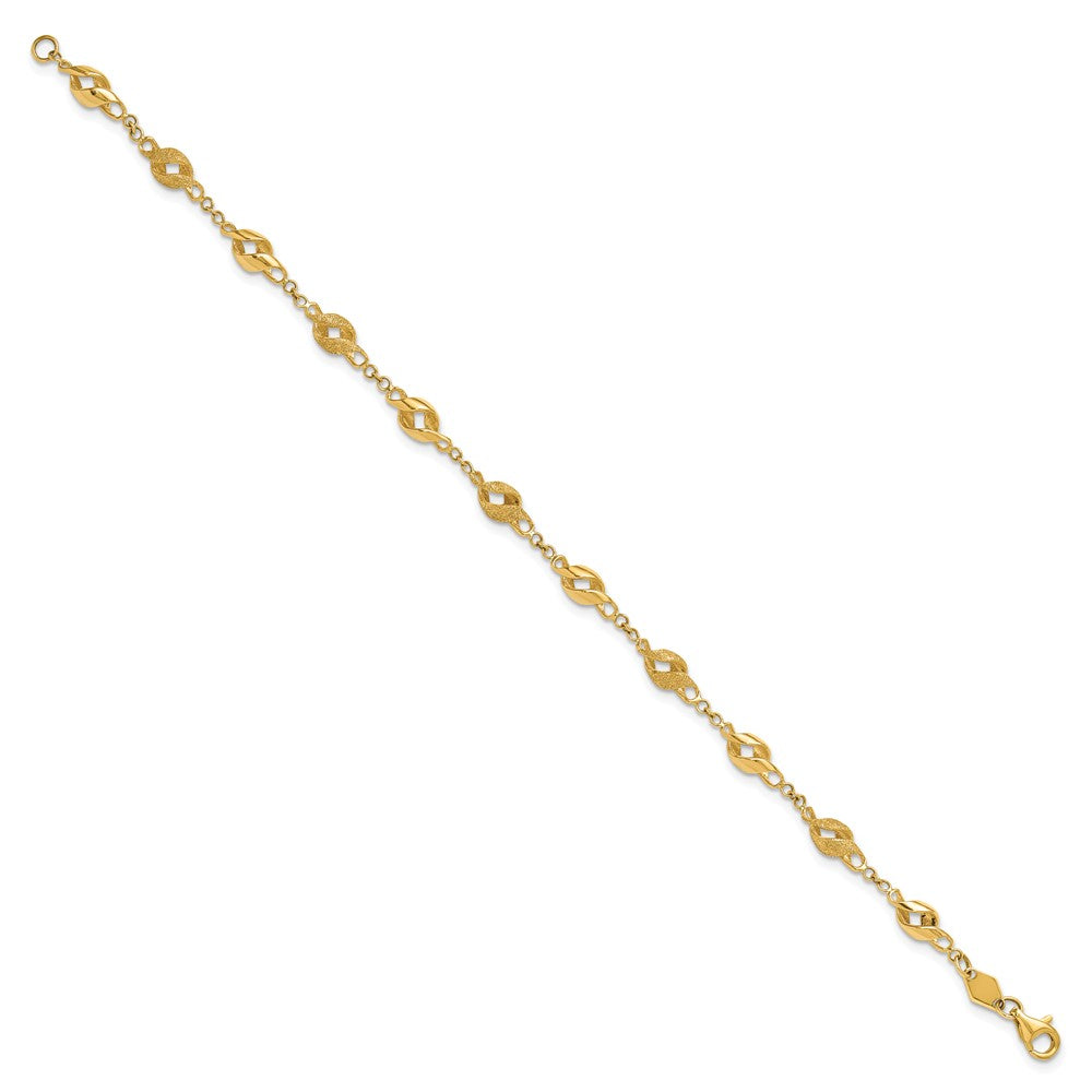 10k Yellow Gold 4.7 mm Polished and Lasered Spiral Link in Bracelet (3.86 grams)