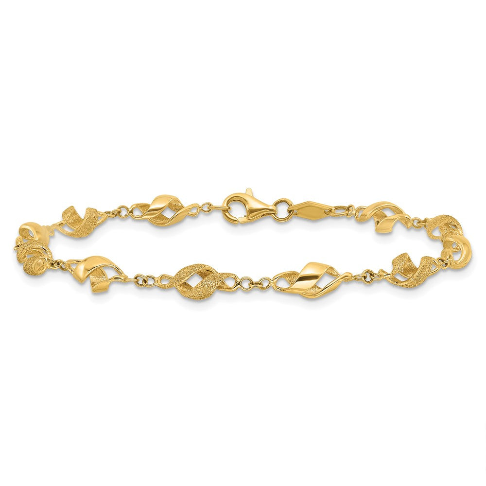 10k Yellow Gold 4.7 mm Polished and Lasered Spiral Link in Bracelet (3.86 grams)