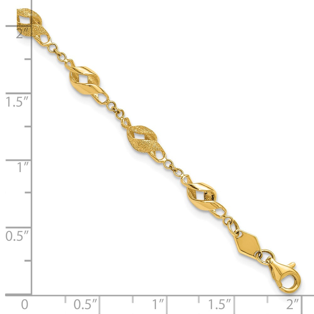 10k Yellow Gold 4.7 mm Polished and Lasered Spiral Link in Bracelet (3.86 grams)