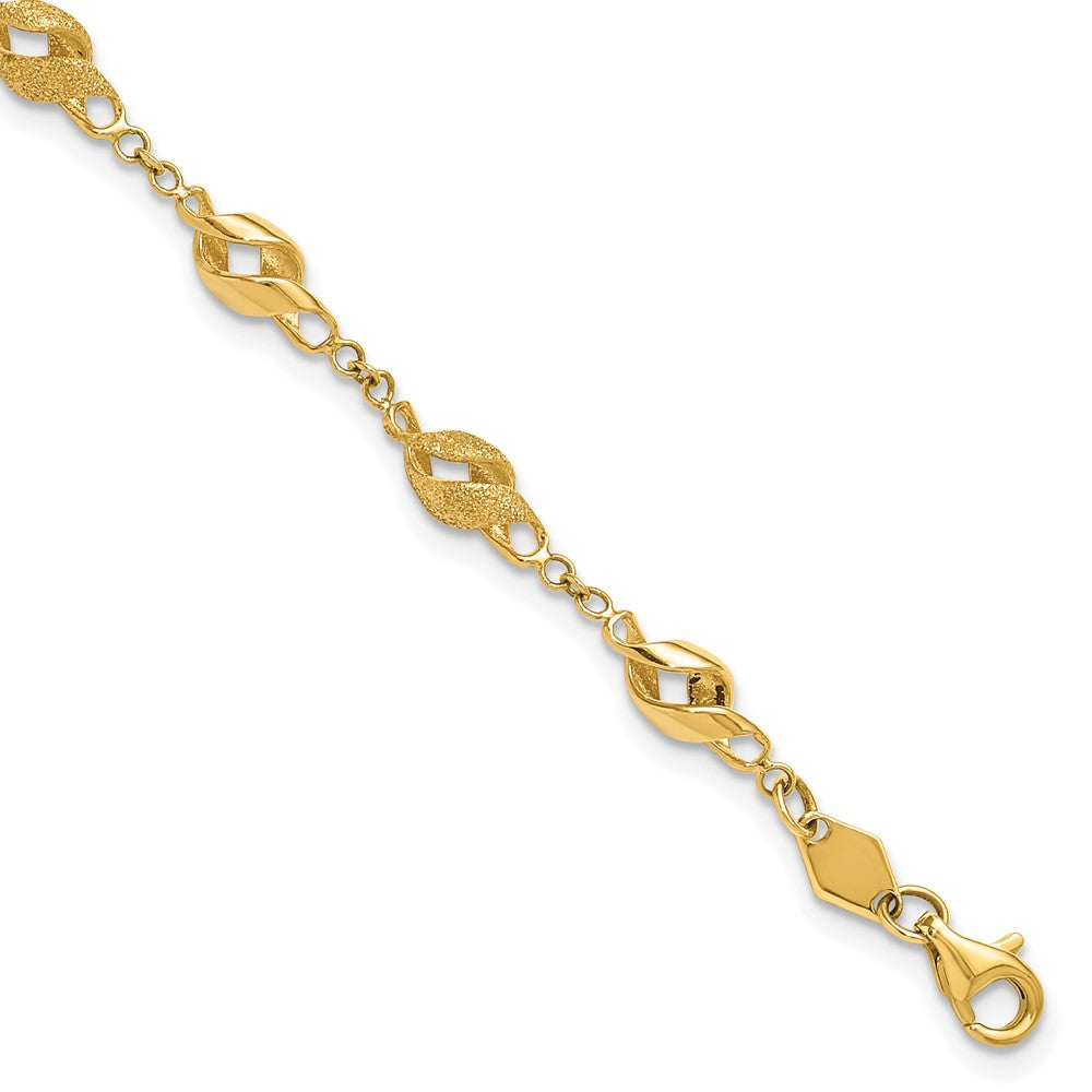 10k Yellow Gold 4.7 mm Polished and Lasered Spiral Link in Bracelet (3.86 grams)