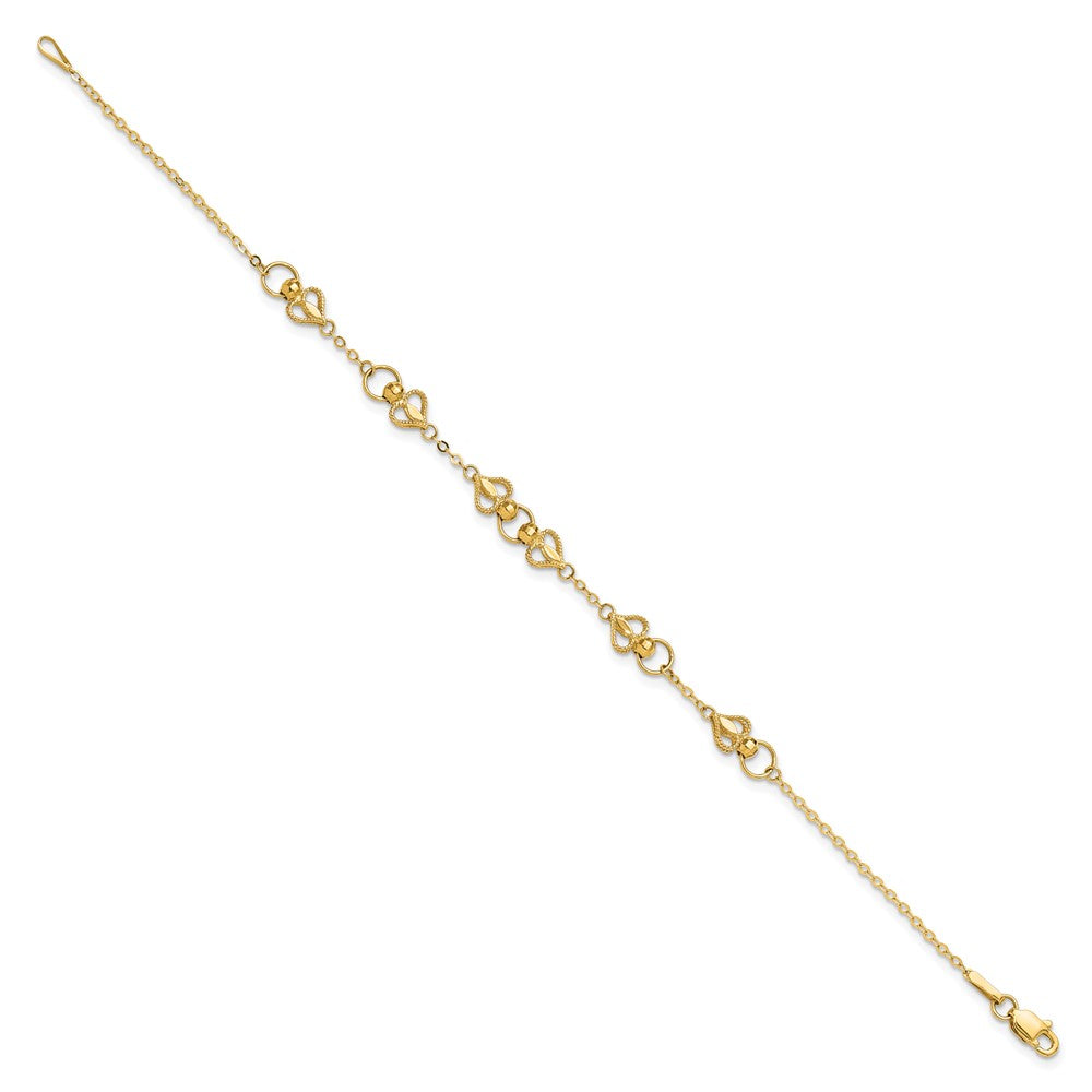 10k Yellow Gold 5.5 mm Polished Heart in Bracelet (1.8 grams)