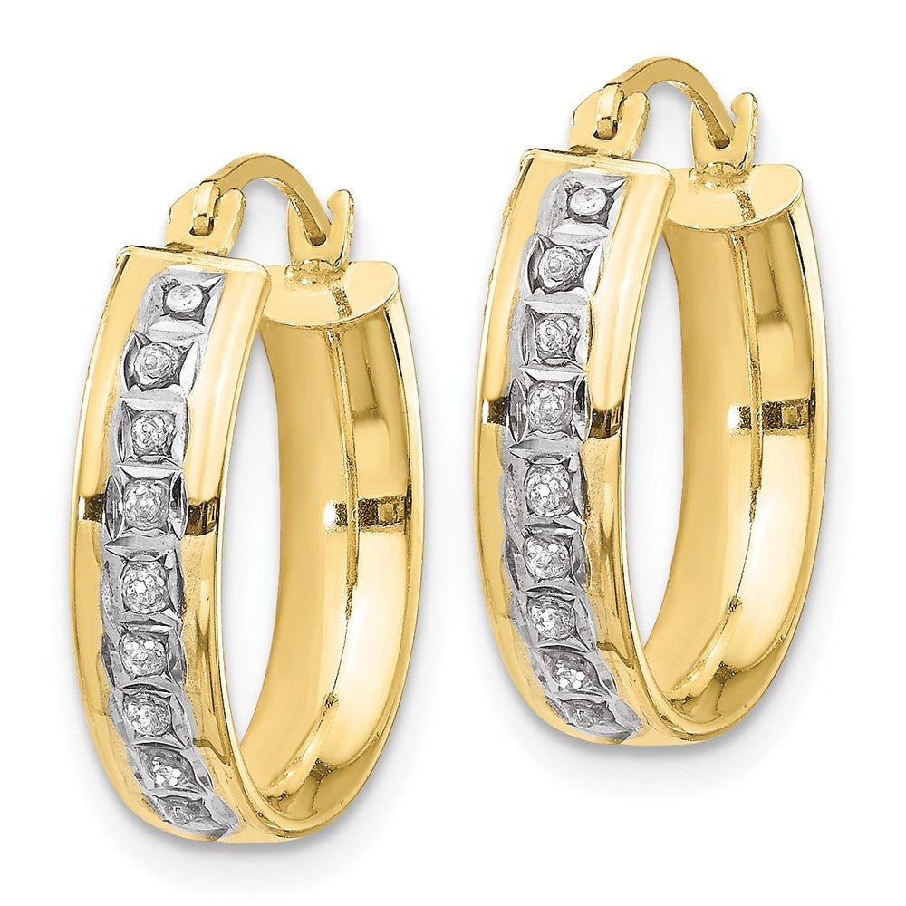 10k Yellow Gold 5 mm Diamond Fascination Round Hoop Earrings (1.33 grams)