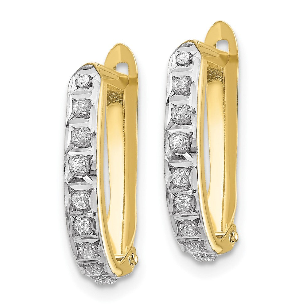 10k Yellow Gold 2 mm Diamond Fascination Hinged Hoop Earrings (0.8 grams)