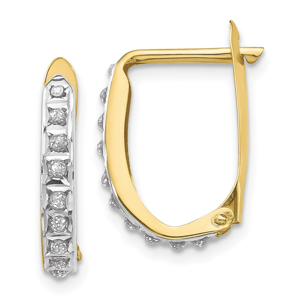 10k Yellow Gold 2 mm Diamond Fascination Hinged Hoop Earrings (0.8 grams)