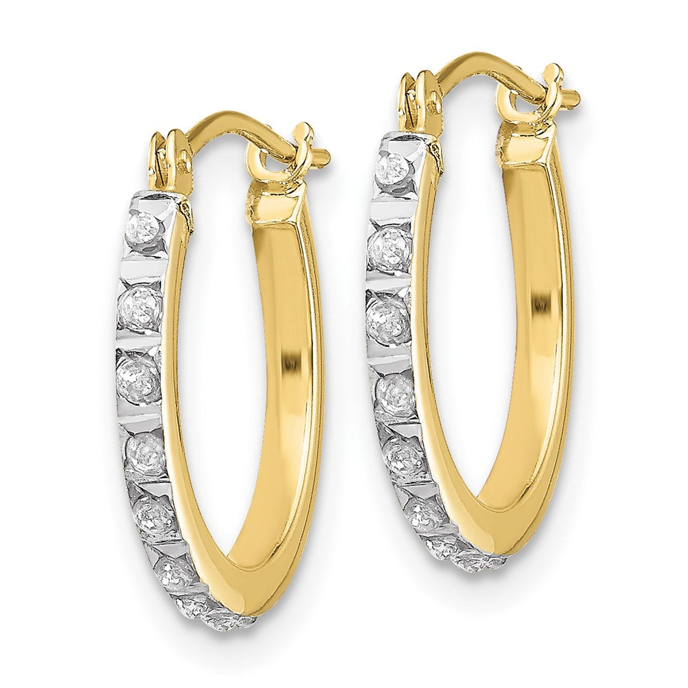 10k Yellow Gold 1 mm 0k Diamond Fascination Small Hinged Hoop Earrings (0.8 grams)