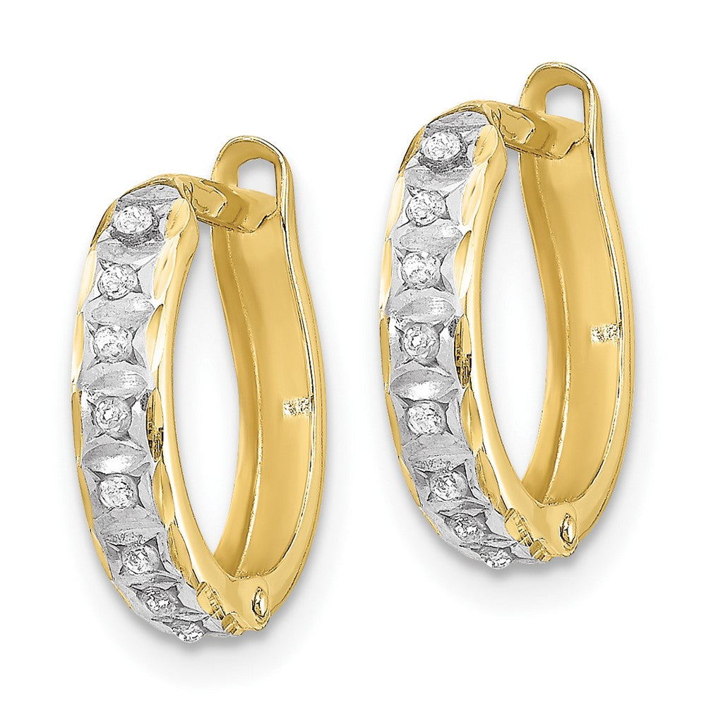 10k Yellow Gold 2 mm Diamond Fascination Round Hinged Hoop Earrings (0.8 grams)
