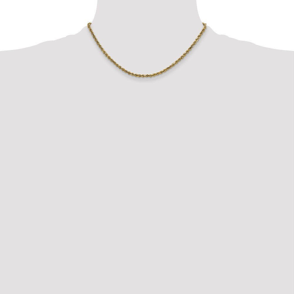 10k Yellow Gold 2.25 mm Semi-solid D/C Rope Chain (2.3 grams)