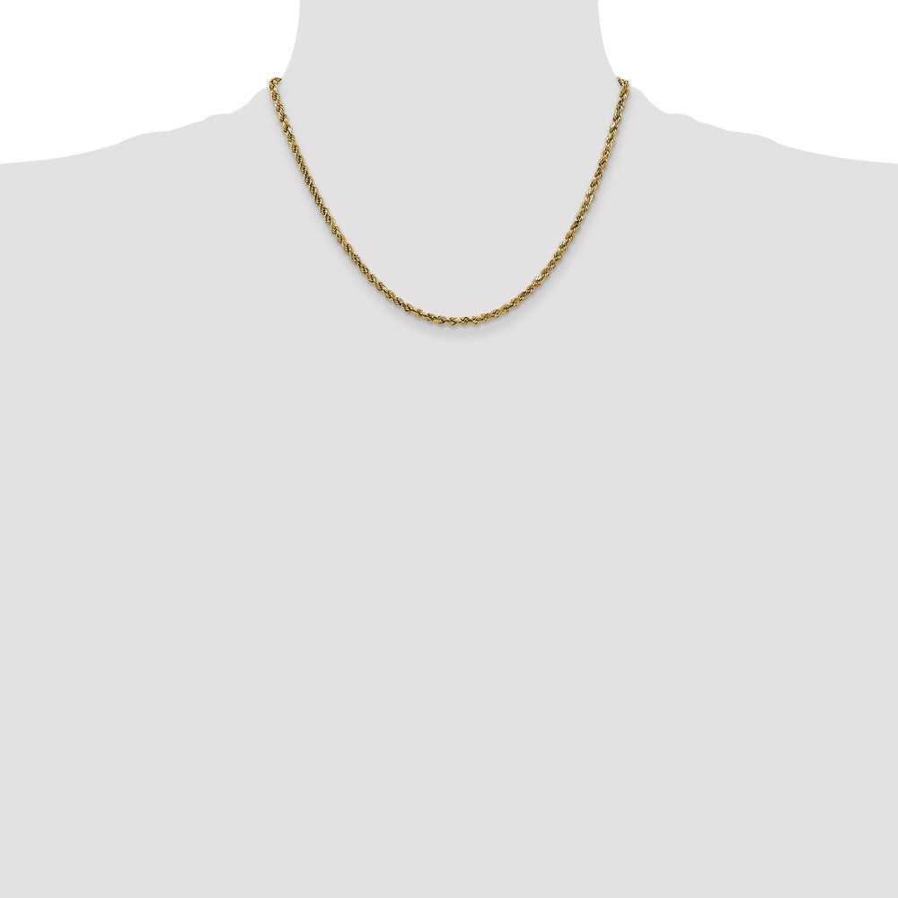 10k Yellow Gold 2.25 mm Semi-solid D/C Rope Chain (2.3 grams)
