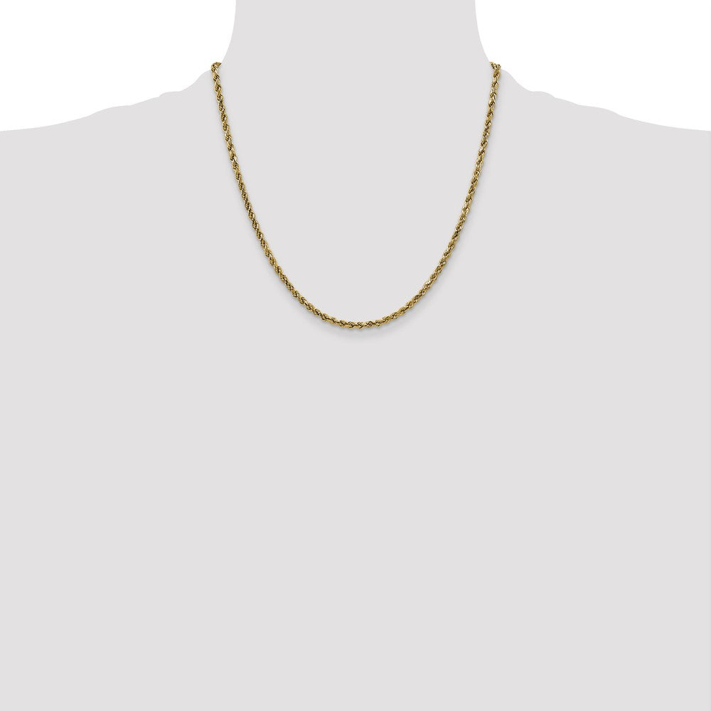 10k Yellow Gold 2.25 mm Semi-solid D/C Rope Chain (2.3 grams)