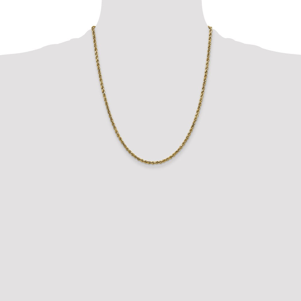 10k Yellow Gold 2.25 mm Semi-solid D/C Rope Chain (2.3 grams)