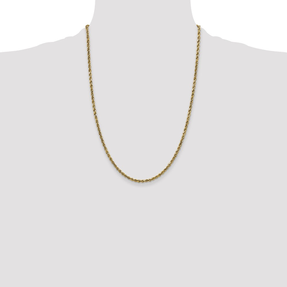 10k Yellow Gold 2.25 mm Semi-solid D/C Rope Chain (2.3 grams)