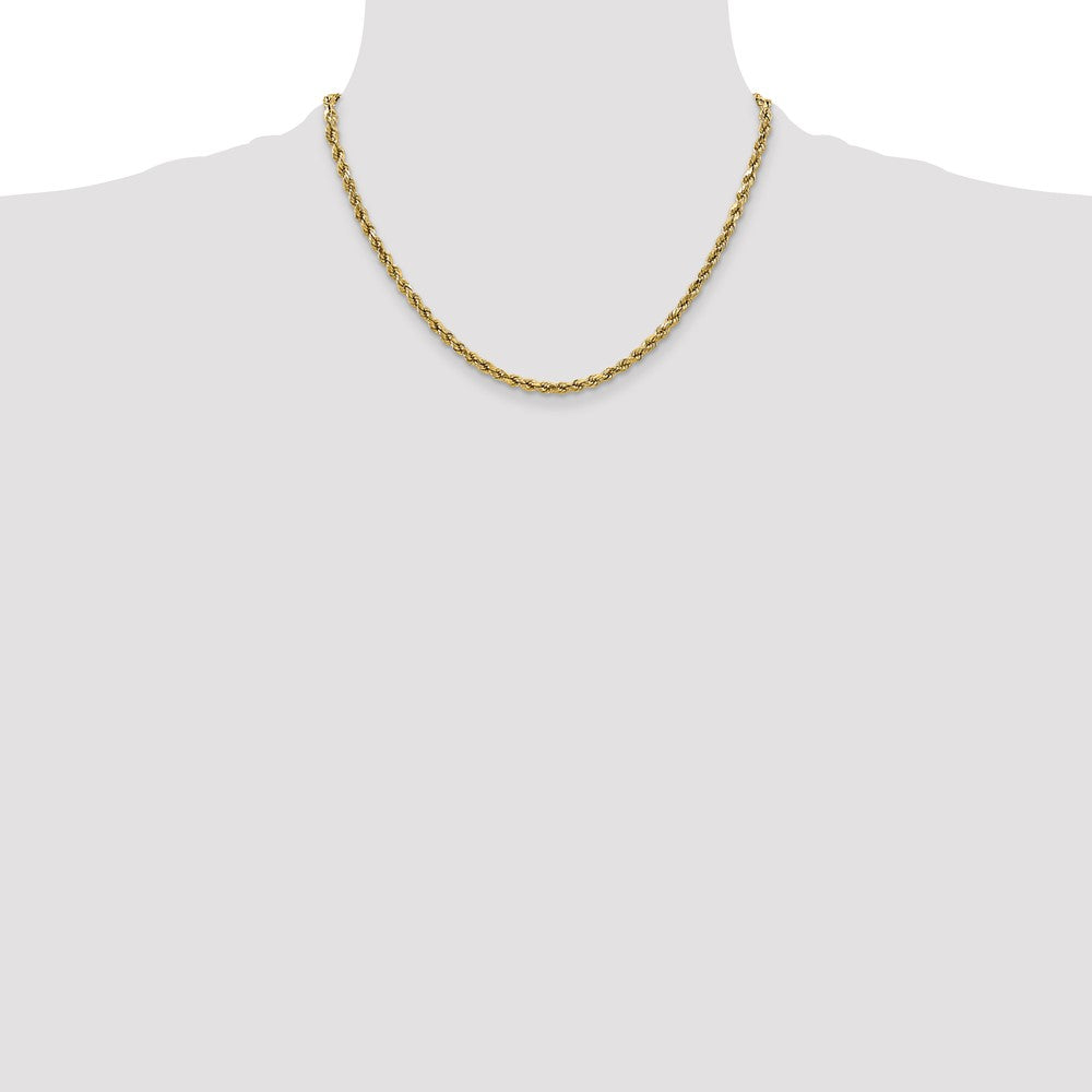 10k Yellow Gold 2.5 mm Semi-solid D/C Rope Chain (2.54 grams)