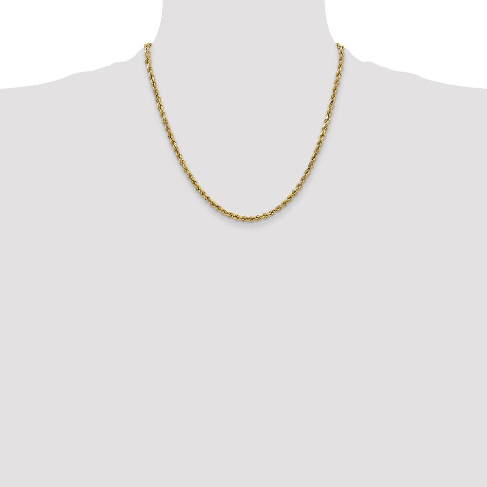 10k Yellow Gold 2.5 mm Semi-solid D/C Rope Chain (2.54 grams)