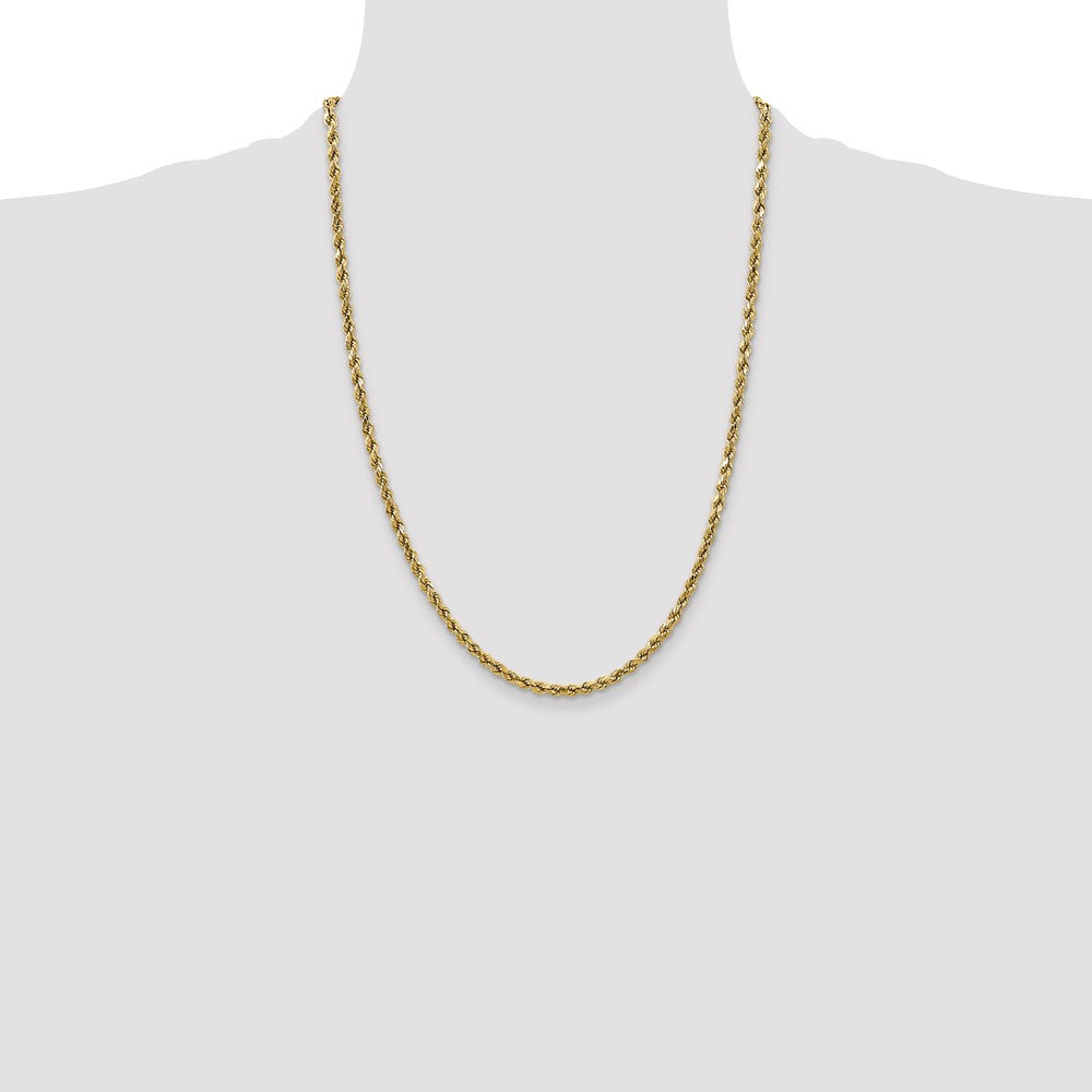 10k Yellow Gold 2.5 mm Semi-solid D/C Rope Chain (2.54 grams)