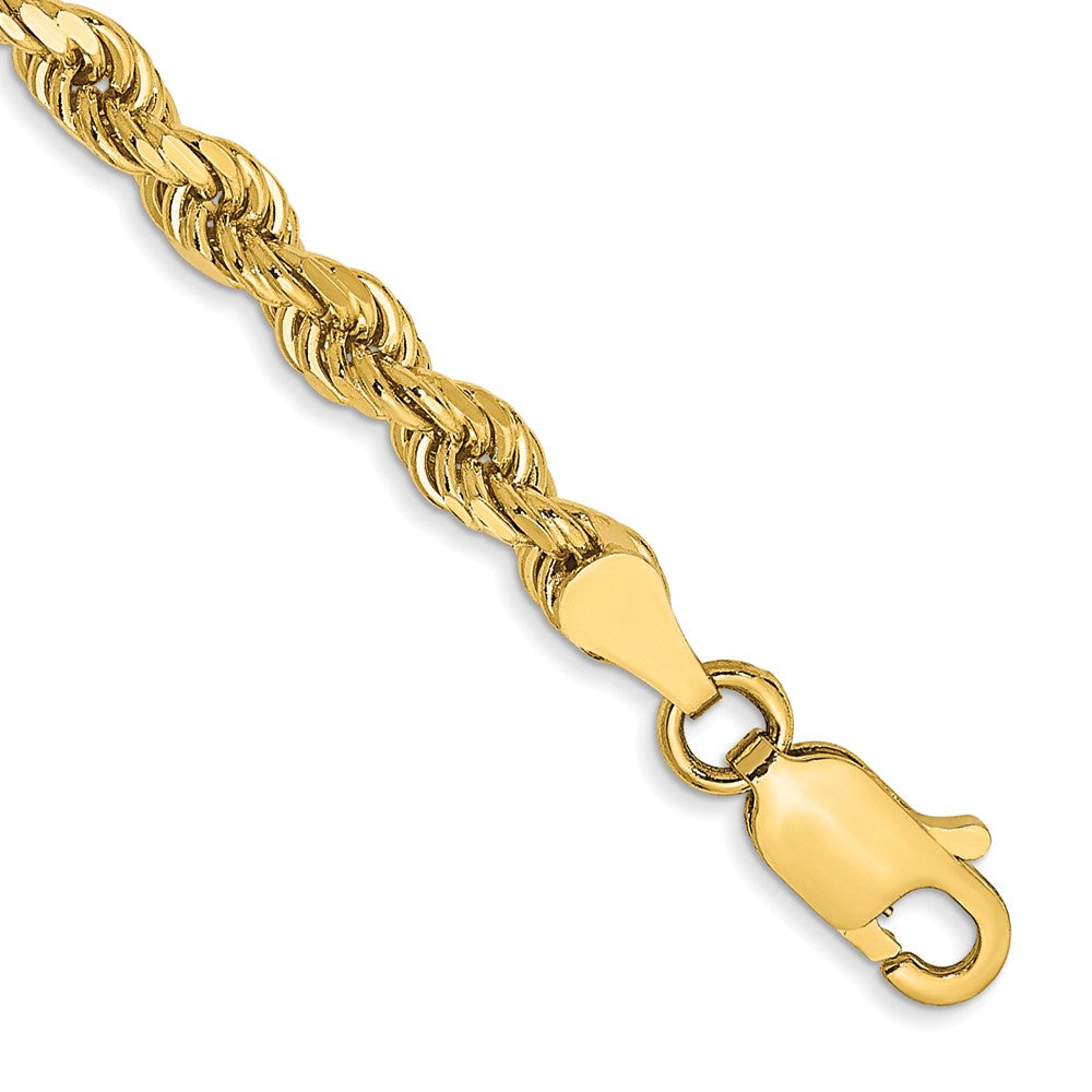 10k Yellow Gold 3.5 mm Semi-solid D/C Rope Bracelet (2.32 grams)