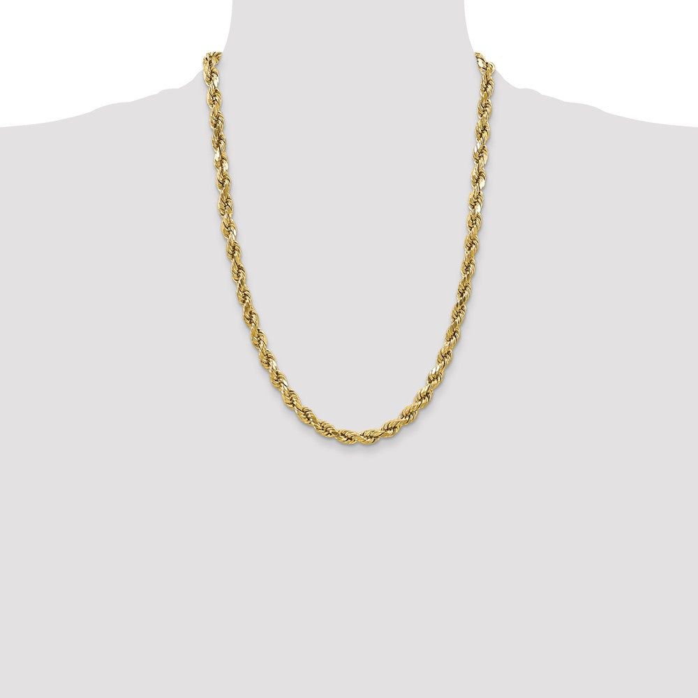 10k Yellow Gold 4.9 mm Semi-solid D/C Rope Chain (9.5 grams)