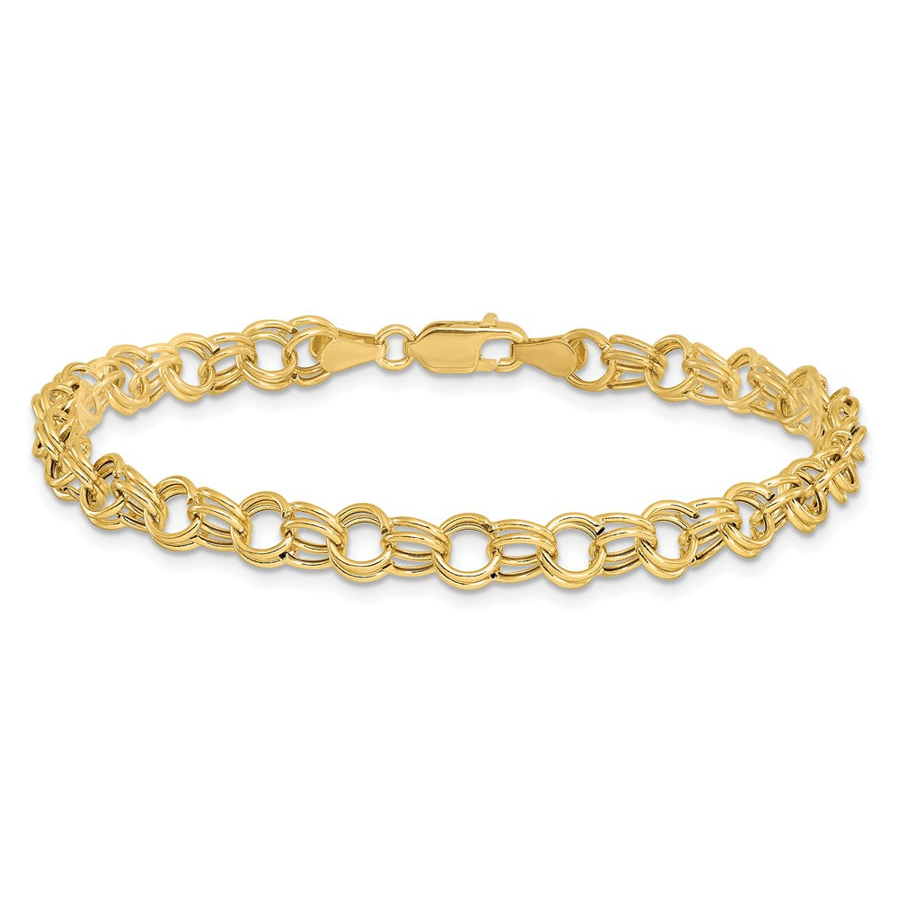 10k Yellow Gold 6 mm Hollow Double Link Charm Bracelet (1.99 grams)