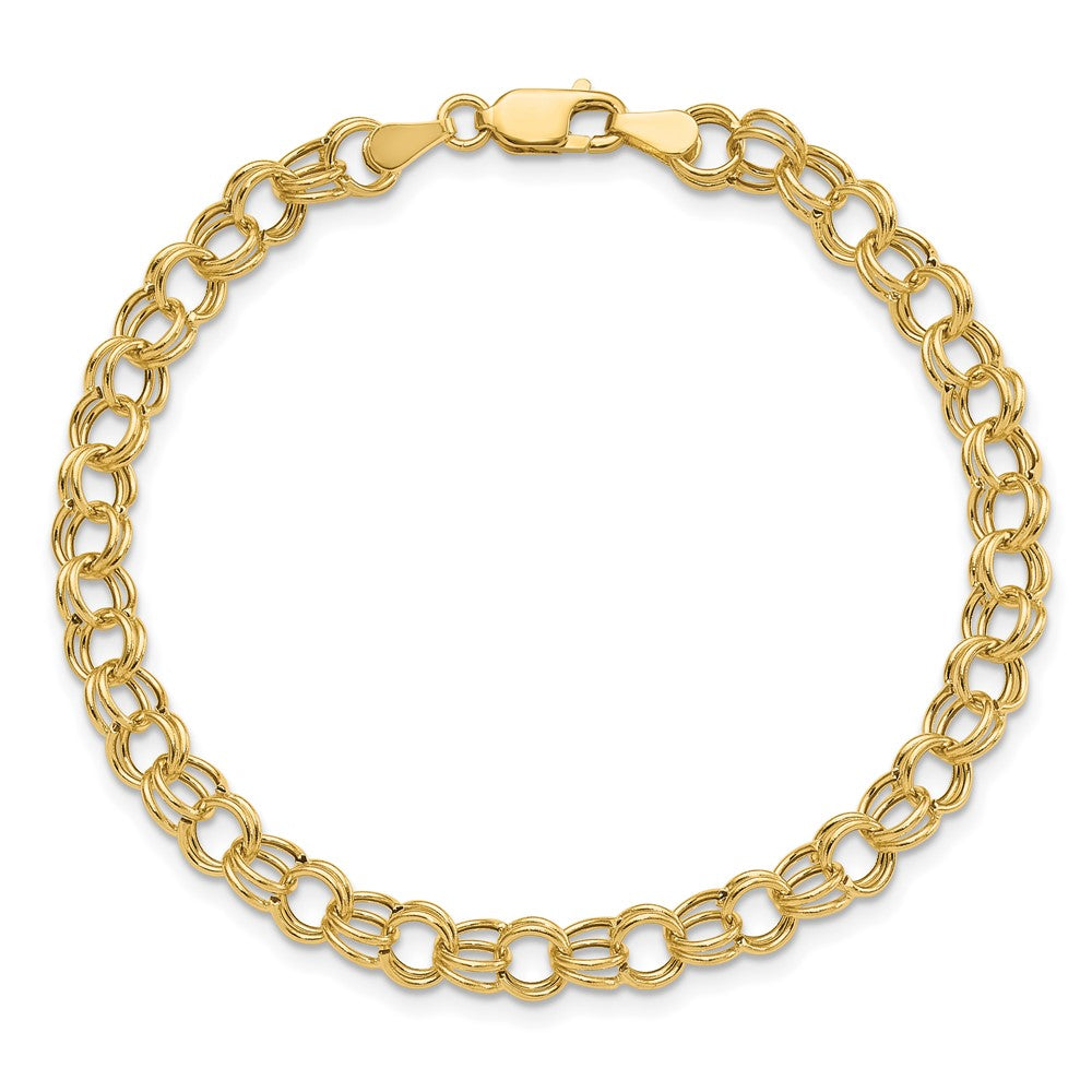 10k Yellow Gold 6 mm Hollow Double Link Charm Bracelet (1.99 grams)