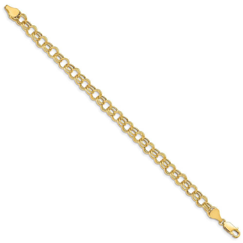 10k Yellow Gold 6 mm Hollow Double Link Charm Bracelet (2.99 grams)