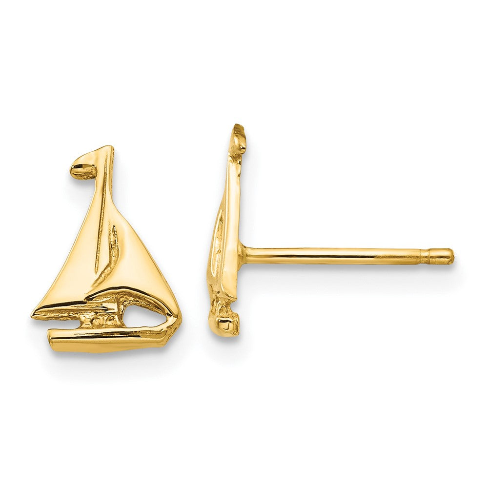 10k Yellow Gold 7 mm Sail Boat Earrings (0.8 grams)
