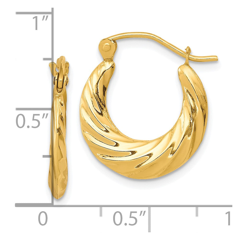 10k Yellow Gold 2 mm Fancy Small Hoop Earrings (1.04 grams)