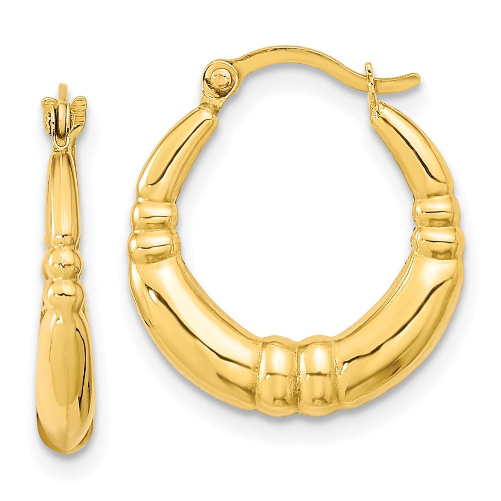 10k Yellow Gold 16.35 mm Polished Hoop Earrings (0.62 grams)