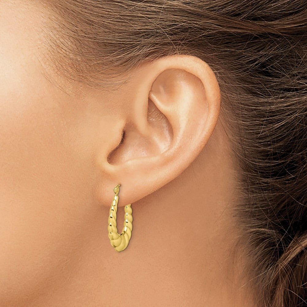 10k Yellow Gold 17.8 mm Polished Twisted Hollow Hoop Earrings (1.73 grams)