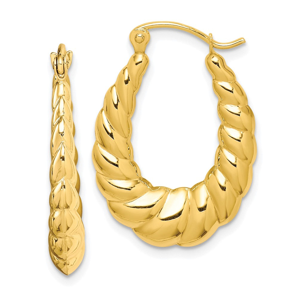 10k Yellow Gold 17.8 mm Polished Twisted Hollow Hoop Earrings (1.73 grams)