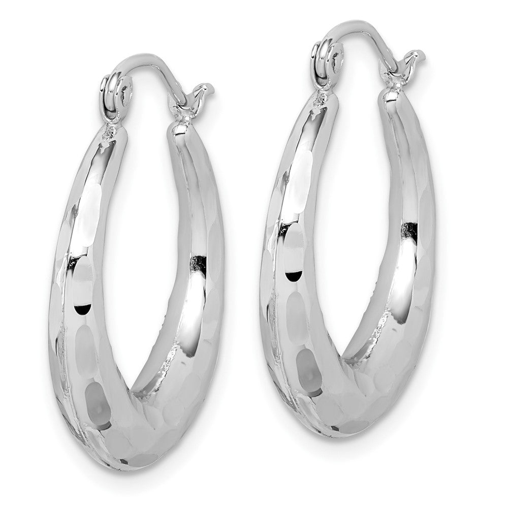 10k White Gold 20.56 mm Polished & D/C Hoop Earrings (1.31 grams)