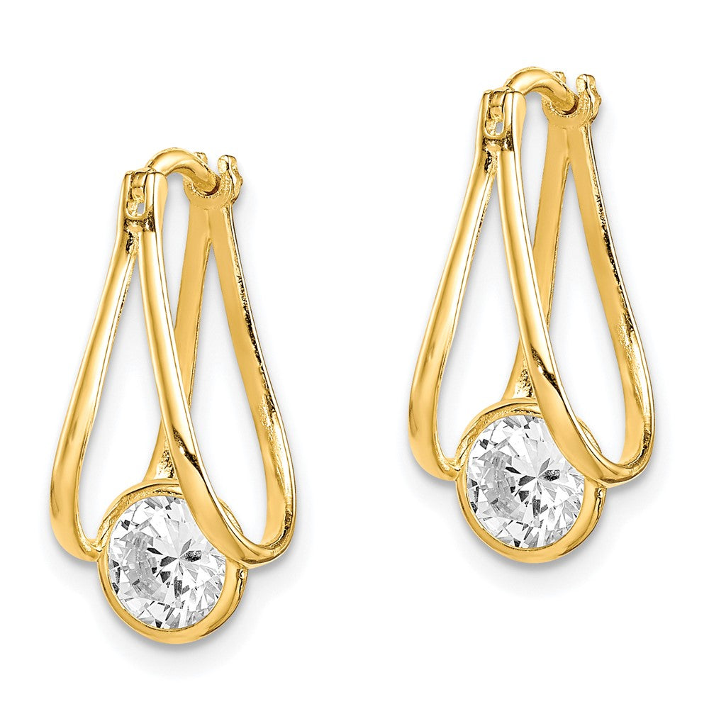 10k Yellow Gold 10.07 mm Polished CZ Cubic Zirconia Hoop Earrings (1.8 grams)