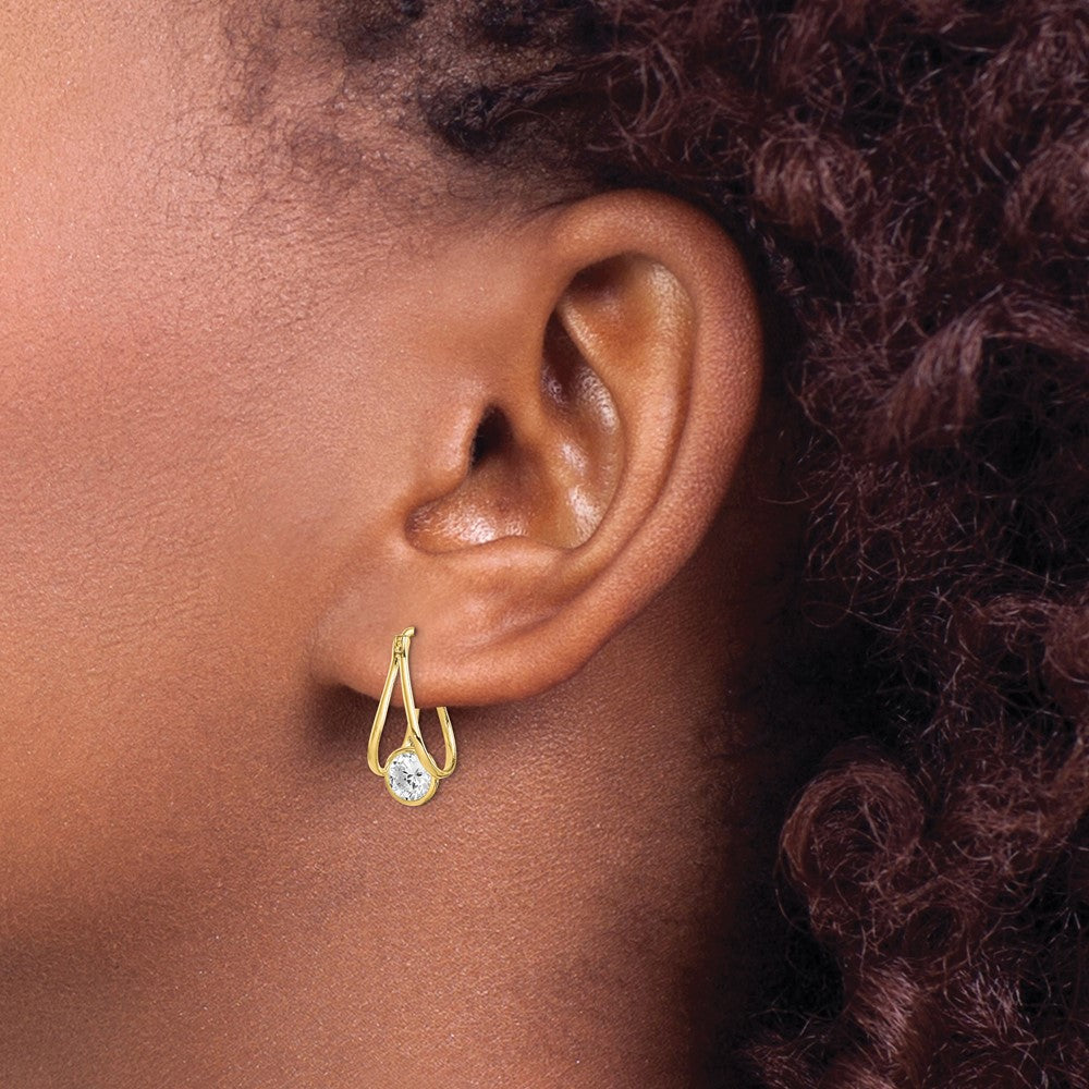 10k Yellow Gold 10.07 mm Polished CZ Cubic Zirconia Hoop Earrings (1.8 grams)