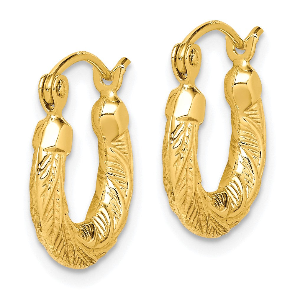 10k Yellow Gold 3 mm Fancy Small Hoop Earrings (0.85 grams)