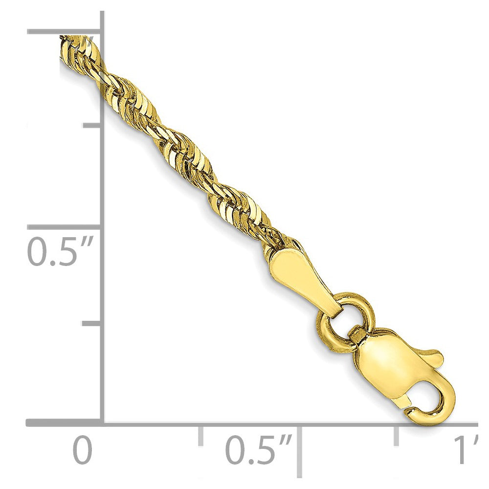 10k Yellow Gold 2.25 mm Extra-Light D/C Rope Bracelet (1.93 grams)