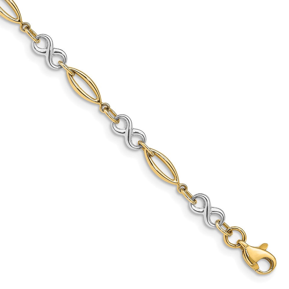 10k Two-tone 4 mm Polished Infinity Bracelet (2.35 grams)