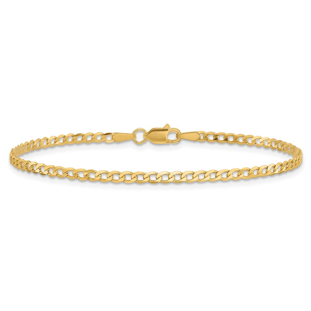 10k Yellow Gold 2.2 mm Flat Beveled Curb Chain Anklet (2.19 grams)
